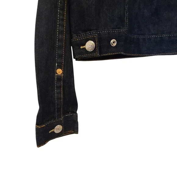 True Religion Jacket Womens XL Dark‎ Wash Jimmy Denim Trucker Flap Pockets - Picture 7 of 10